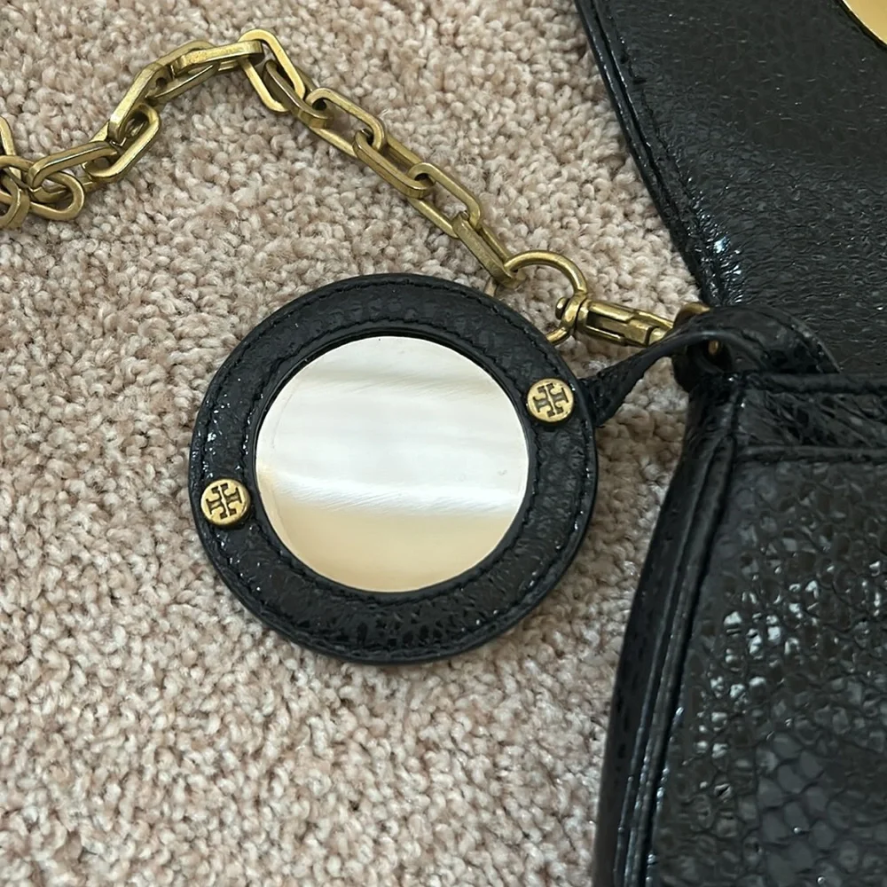 Tory Burch Snakeskin Crossbody - Black